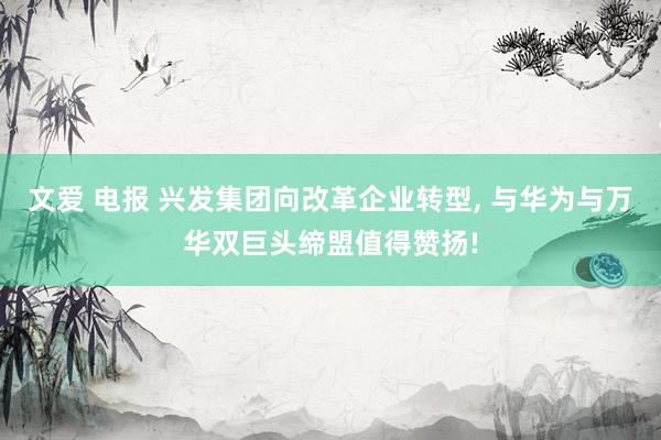 文爱 电报 兴发集团向改革企业转型， 与华为与万华双巨头缔盟值得赞扬!