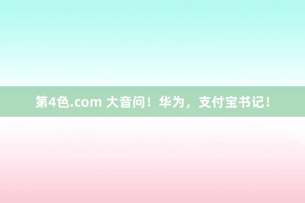 第4色.com 大音问！华为，支付宝书记！
