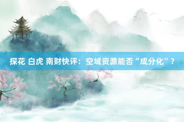 探花 白虎 南财快评：空域资源能否“成分化”？