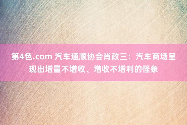 第4色.com 汽车通顺协会肖政三：汽车商场呈现出增量不增收、增收不增利的怪象
