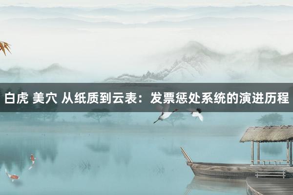 白虎 美穴 从纸质到云表：发票惩处系统的演进历程