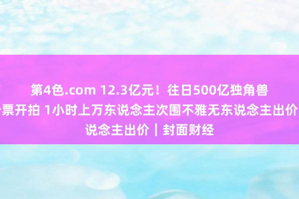 第4色.com 12.3亿元！往日500亿独角兽柔宇名下钞票开拍 1小时上万东说念主次围不雅无东说念主出价｜封面财经