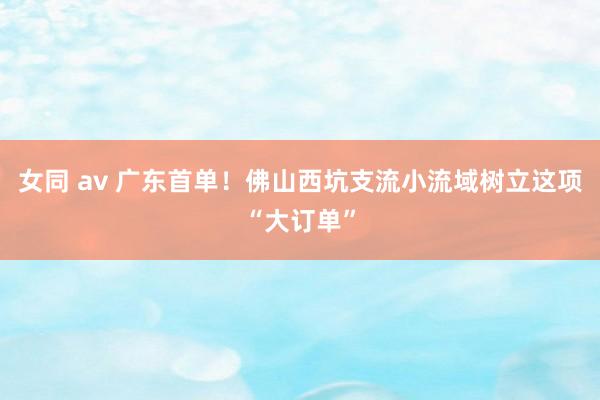 女同 av 广东首单！佛山西坑支流小流域树立这项“大订单”