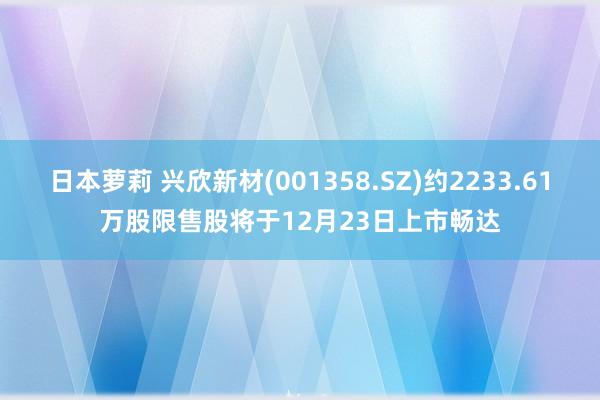 日本萝莉 兴欣新材(001358.SZ)约2233.61万股限售股将于12月23日上市畅达