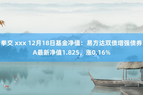 拳交 xxx 12月18日基金净值：易方达双债增强债券A最新净值1.825，涨0.16%