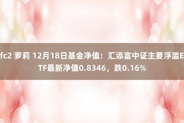 fc2 萝莉 12月18日基金净值：汇添富中证主要浮滥ETF最新净值0.8346，跌0.16%
