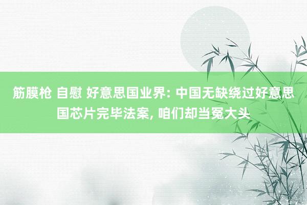 筋膜枪 自慰 好意思国业界: 中国无缺绕过好意思国芯片完毕法案， 咱们却当冤大头
