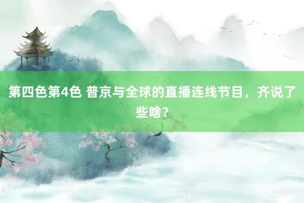 第四色第4色 普京与全球的直播连线节目，齐说了些啥？