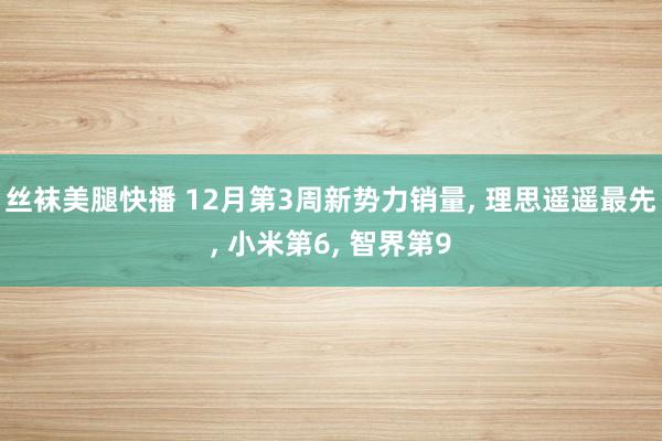 丝袜美腿快播 12月第3周新势力销量， 理思遥遥最先， 小米第6， 智界第9