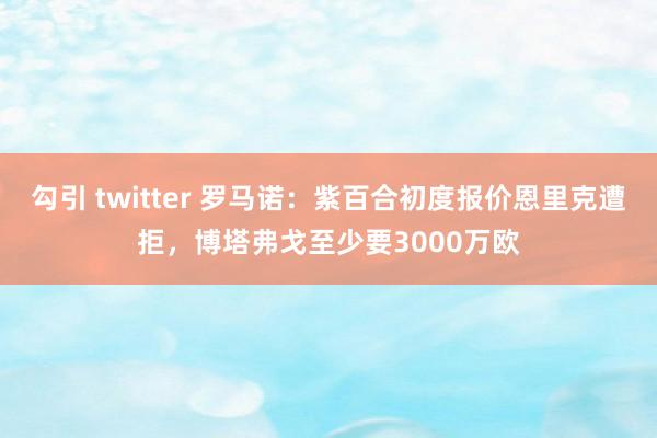 勾引 twitter 罗马诺：紫百合初度报价恩里克遭拒，博塔弗戈至少要3000万欧