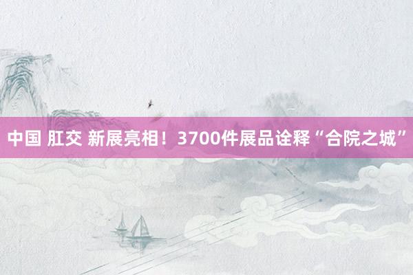 中国 肛交 新展亮相！3700件展品诠释“合院之城”