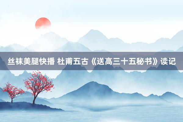 丝袜美腿快播 杜甫五古《送高三十五秘书》读记