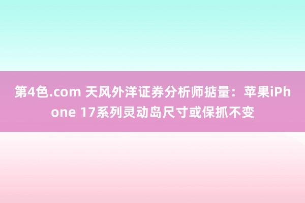 第4色.com 天风外洋证券分析师掂量：苹果iPhone 17系列灵动岛尺寸或保抓不变