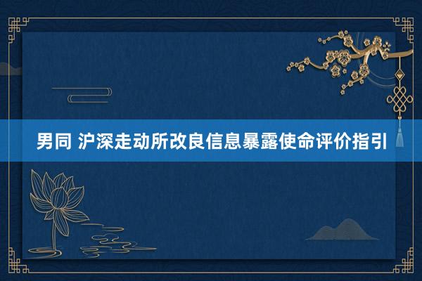 男同 沪深走动所改良信息暴露使命评价指引