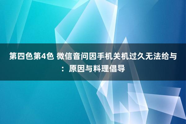 第四色第4色 微信音问因手机关机过久无法给与：原因与料理倡导