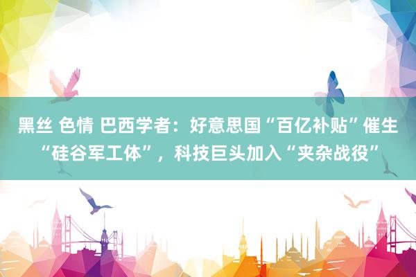 黑丝 色情 巴西学者：好意思国“百亿补贴”催生“硅谷军工体”，科技巨头加入“夹杂战役”