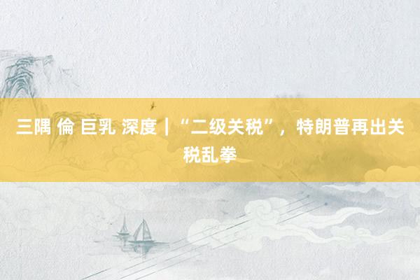 三隅 倫 巨乳 深度｜“二级关税”，特朗普再出关税乱拳