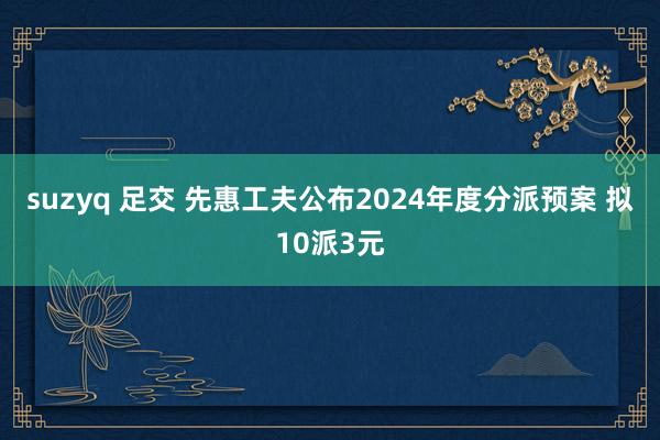 suzyq 足交 先惠工夫公布2024年度分派预案 拟10派3元