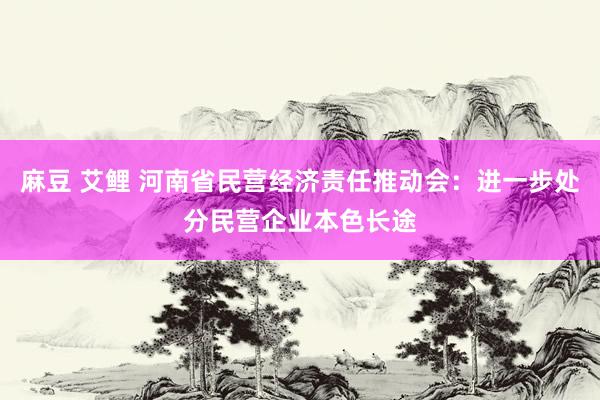 麻豆 艾鲤 河南省民营经济责任推动会：进一步处分民营企业本色长途