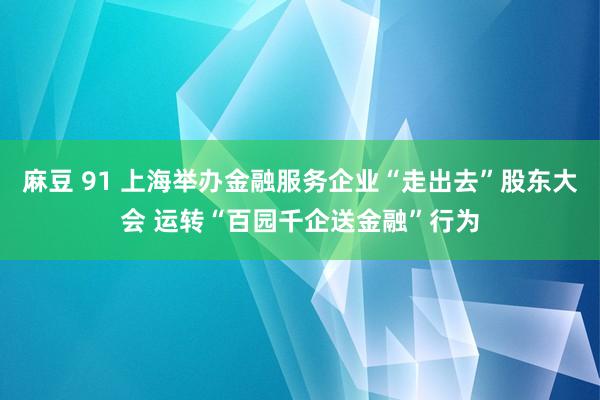 麻豆 91 上海举办金融服务企业“走出去”股东大会 运转“百园千企送金融”行为