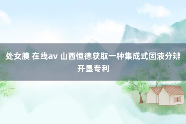 处女膜 在线av 山西恒德获取一种集成式固液分辨开垦专利